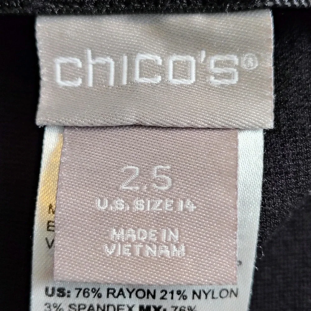 Chico's Womens SZ 14 Black Rayon Blend Pull On Ankle Pants Workwear Minimalist
